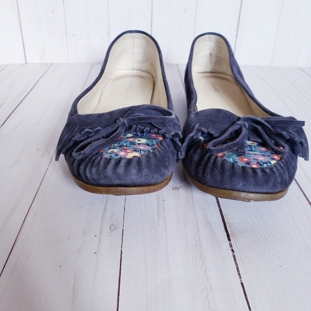 Marc Jacobs Floral Suede Driving Moccasins Blue 38 - Picture 5 of 7